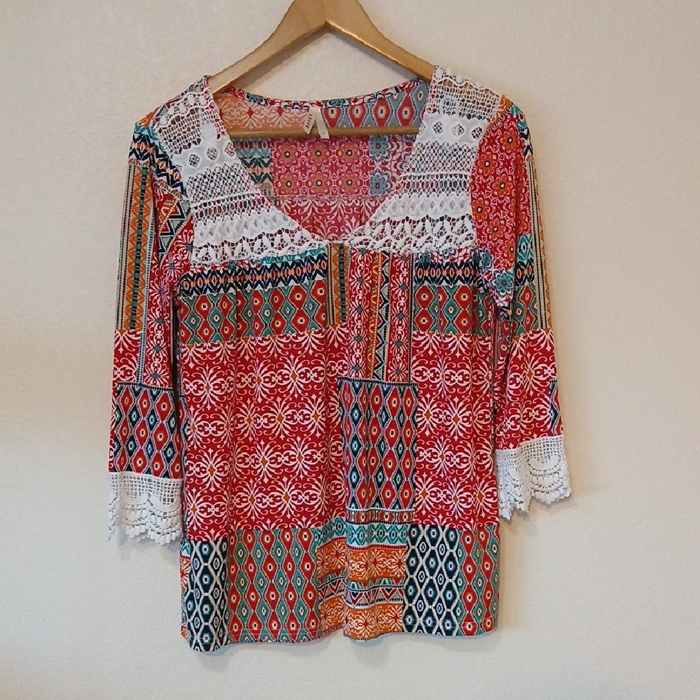 Roper Patchwork Crochet Lace Blouse - image 1